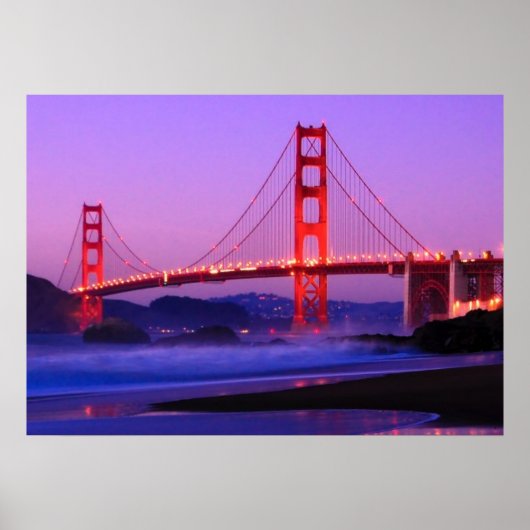 Golden Gate Bridge am Baker Beach am Sonntag Poster (Vorne)