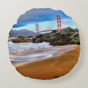 Golden gate bridge am Sonnenuntergang Rundes Kissen