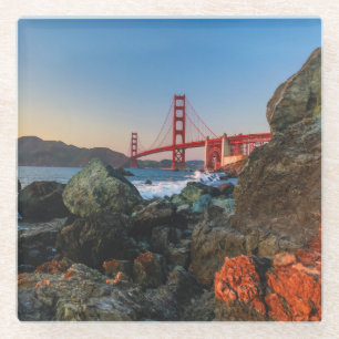 Golden gate bridge an Dämmerung San Francisco Glasuntersetzer