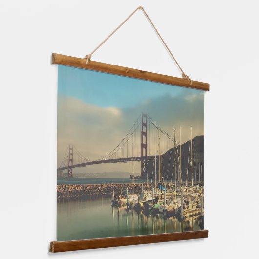 Golden Gate Bridge an der Marina Sausalito Wandteppich Mit Holzrahmen (Gewinkelt)