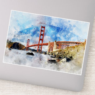 Golden Gate Bridge Aquarell in San Francisco Aufkleber
