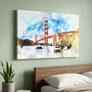 Golden Gate Bridge Aquarell in San Francisco Leinwanddruck