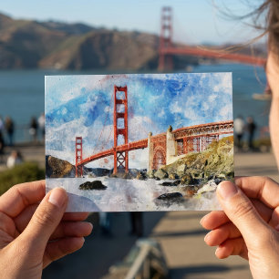Golden Gate Bridge Aquarell in San Francisco Postkarte