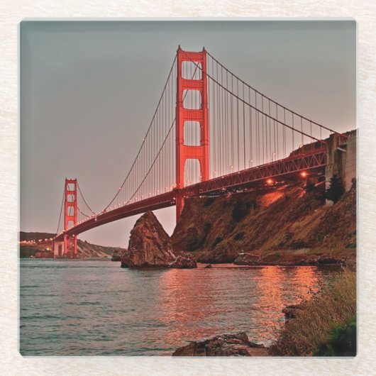 Golden gate bridge bei Sun unten Glasuntersetzer (Vorderseite)