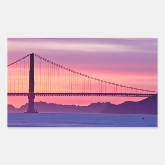 Golden Gate Bridge bei Sunset Rechteckiger Aufkleber (Vorderseite)