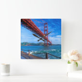 Golden Gate Bridge, California Quadratische Wanduhr (Zuhause)