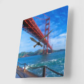 Golden Gate Bridge, California Quadratische Wanduhr (Winkel)