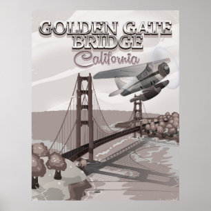 Golden Gate Bridge Cartoon Locarno Poster