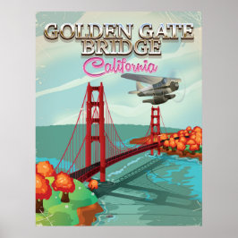 Golden Gate Bridge Cartoon Poster
