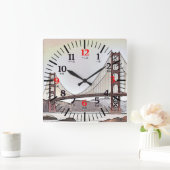 Golden Gate Bridge - English and Chinese Numerals Quadratische Wanduhr (Zuhause)
