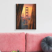 Golden Gate Bridge Foto zwischen zwei Bäumen Leinwanddruck (Insitu (Wohnzimmer))