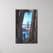 Golden Gate Bridge Frame by Trees Leinwanddruck (Vorderseite)