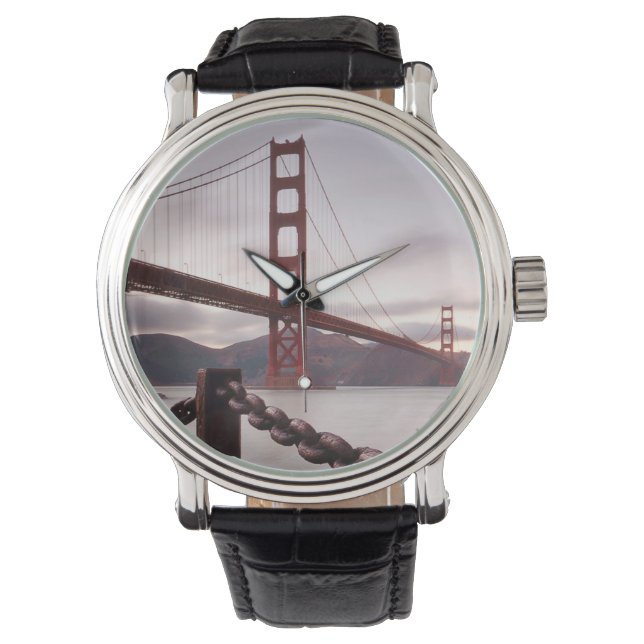 Golden Gate Bridge gegen Berge Armbanduhr (Vorderseite)