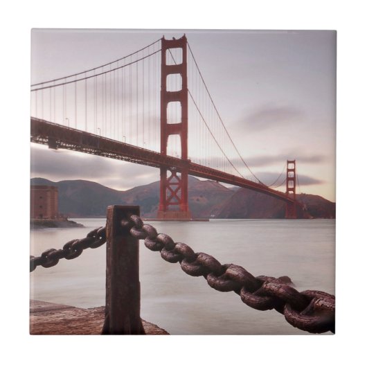 Golden gate bridge gegen Berge Fliese (Vorderseite)