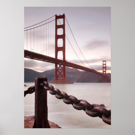 Golden Gate Bridge gegen Berge Poster (Vorne)