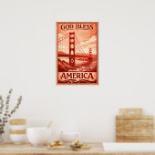 Golden Gate Bridge - Gott segne Amerika Poster (Küche)