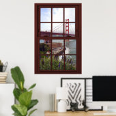 Golden Gate Bridge Imitate Kirschholz Fenster Poster (Heimbüro)