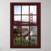 Golden Gate Bridge Imitate Kirschholz Fenster Poster (Vorne)