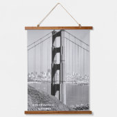 Golden Gate Bridge in Monochrome Wandteppich Mit Holzrahmen (Vorderseite)