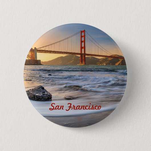 Golden Gate Bridge in San Francisco bei Sonnenunte Button (Vorderseite)