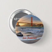 Golden Gate Bridge in San Francisco bei Sonnenunte Button (Vorne & Hinten)