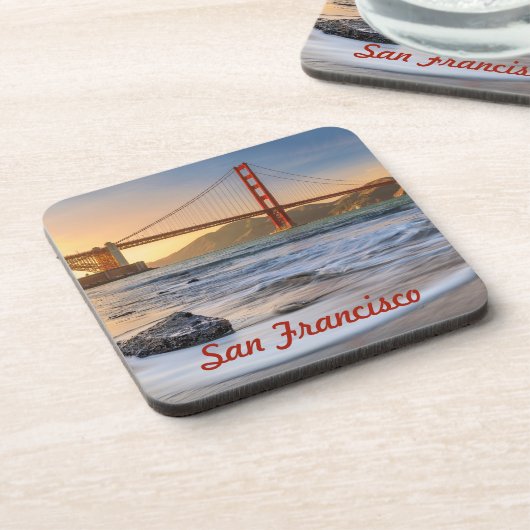 Golden Gate Bridge in San Francisco bei Sonnenunte Getränkeuntersetzer (Linke Seite)