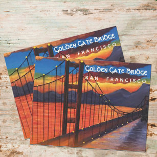 Golden Gate Bridge Landschaft Akrylic Painting Postkarte