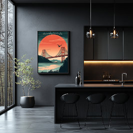 Golden Gate Bridge - Minimalistisch Sunset Silhoue Poster