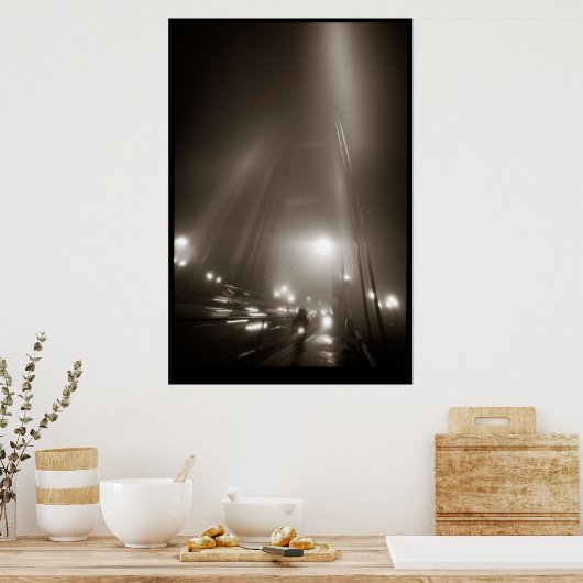 Golden Gate Bridge mit Road Biker im Nebel Poster (Küche)