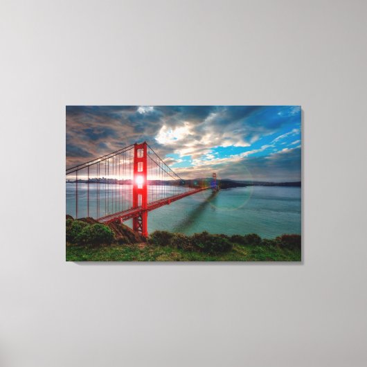 Golden Gate Bridge mit Sonnenschein durch. Leinwanddruck (Vorderseite)
