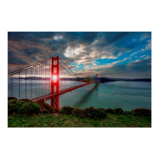Golden Gate Bridge mit Sonnenschein durch. Poster (Vorderseite)