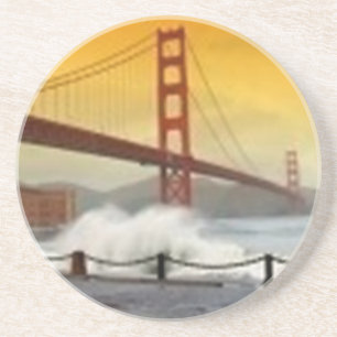 Golden gate bridge mit Sprühwasser Sandstein Untersetzer