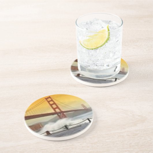 Golden gate bridge mit Sprühwasser Sandstein Untersetzer (Seite)