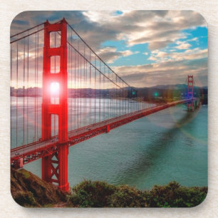 Golden gate bridge mit Sun, der durch scheint Getränkeuntersetzer
