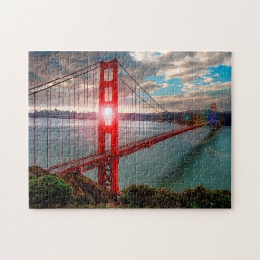 Golden gate bridge mit Sun, der durch scheint Puzzle (Horizontal)