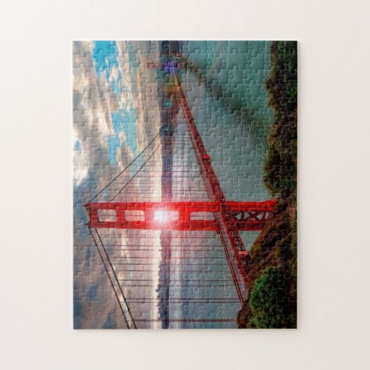 Golden gate bridge mit Sun, der durch scheint Puzzle (Vertikal)