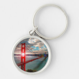 Golden gate bridge mit Sun, der durch scheint Schlüsselanhänger