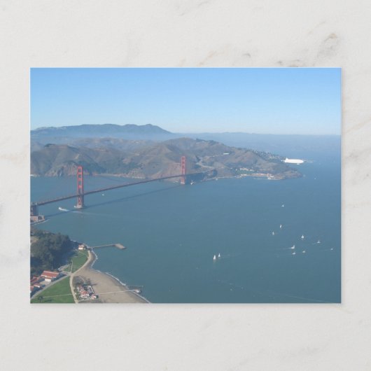 Golden Gate Bridge mit Zeppelin Postkarte (Vorderseite)