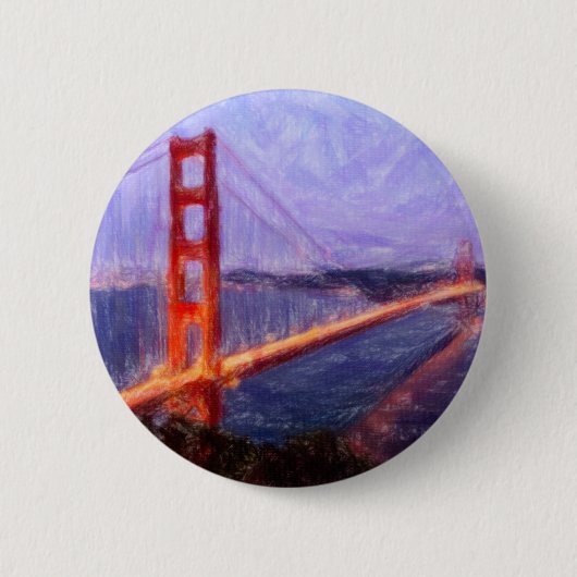 Golden Gate Bridge - Mixed Media Malerei Button (Vorderseite)