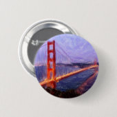 Golden Gate Bridge - Mixed Media Malerei Button (Vorne & Hinten)