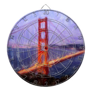 Golden Gate Bridge - Mixed Media Malerei Dartscheibe