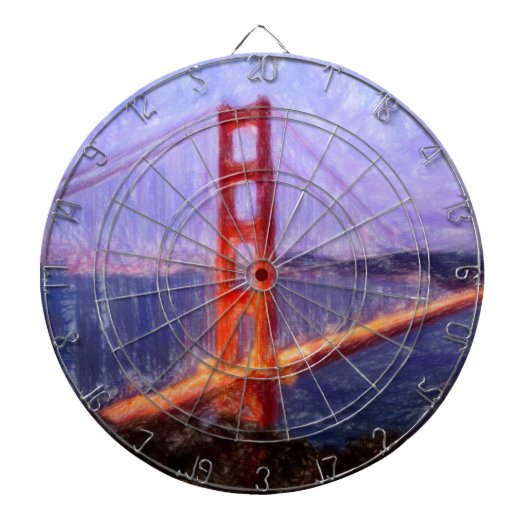 Golden Gate Bridge - Mixed Media Malerei Dartscheibe (vorne)