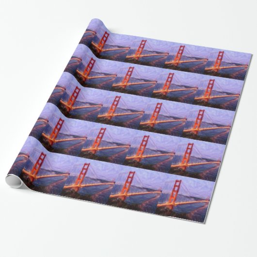 Golden Gate Bridge - Mixed Media Malerei Geschenkpapier (Ungerollt)