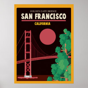 Golden gate bridge nachts poster