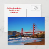 Golden Gate Bridge nah von Baker Beach Postkarte (Vorne/Hinten)
