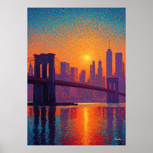 Golden Gate Bridge Pointillism San Francisco  Poster (Vorne)