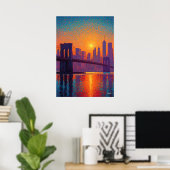 Golden Gate Bridge Pointillism San Francisco  Poster (Heimbüro)