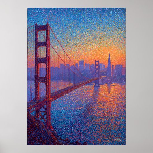 Golden Gate Bridge Pointillismus San Francisco Poster (Vorne)