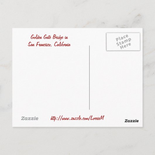 Golden Gate Bridge Postcard Postkarte (Rückseite)