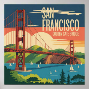 Golden Gate Bridge Poster   San Francisco Vintage 